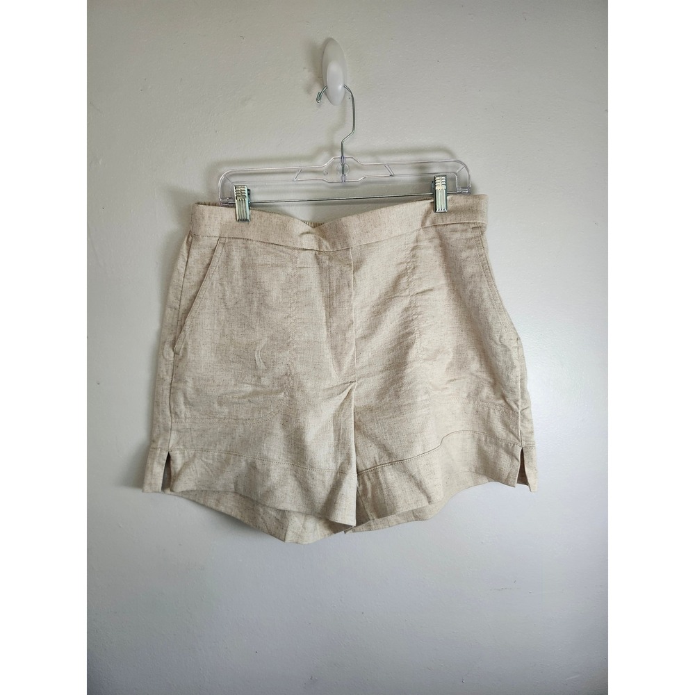 Banana Republic High-Rise Linen Blend Shorts Women's Large Beige Resort Coastal - Picture 2 of 11
